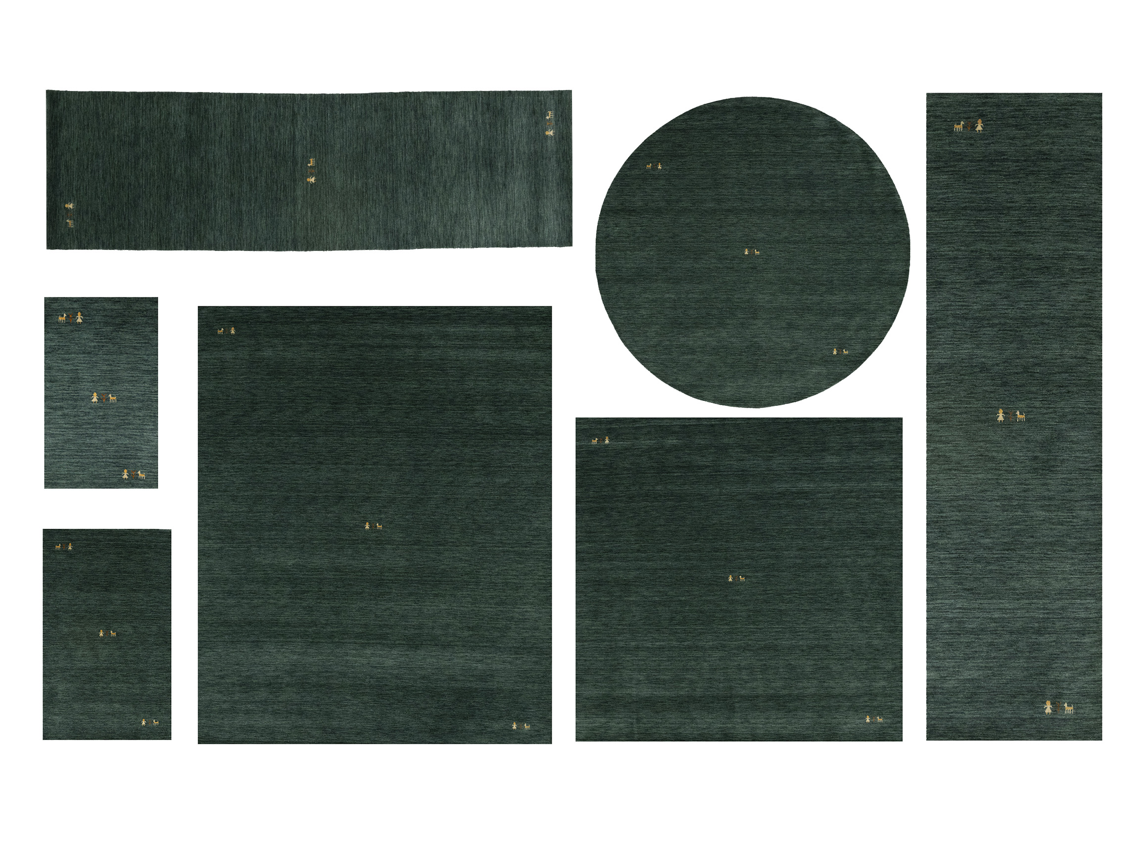 Dark Green Pictorial Gabbeh Modern Rug in All Size - Image 1