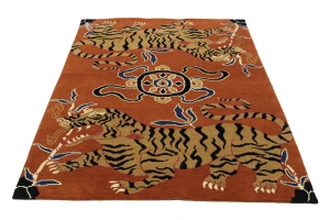 Orange Pictorial Tribal 5X7 Fine Nepali Oriental Rug