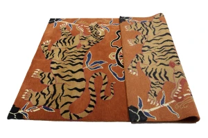 Orange Pictorial Tribal 5X7 Fine Nepali Oriental Rug