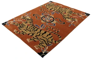 Orange Pictorial Tribal 5X7 Fine Nepali Oriental Rug