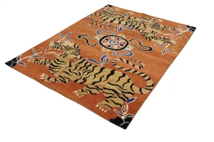 Orange Pictorial Tribal 5X7 Fine Nepali Oriental Rug