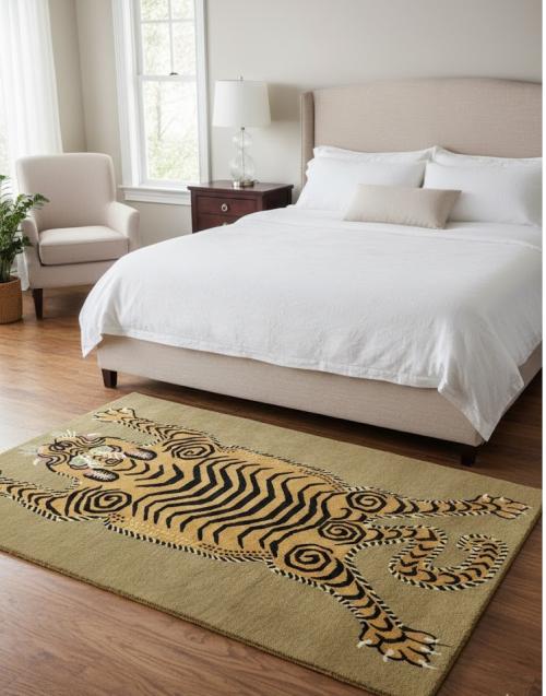 Khaki Tribal Pictorial 5X7 Fine Nepali Oriental Rug