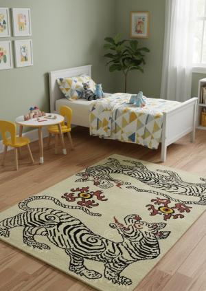 Tiger Beige Tribal 4X6 Fine Nepali Oriental Rug