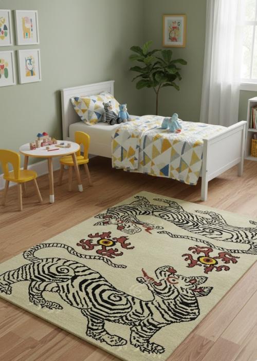 Tiger Beige Tribal 4X6 Fine Nepali Oriental  Rug