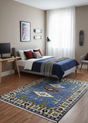 5'10 X 8'11 Hand Knotted Kazak Geometric Oriental Wool Rug