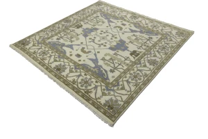 Cream Floral 8X8 Oushak Oriental Square Rug