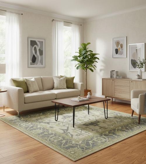 8'0 X 7'10 Muted Cream Oushak Hand Knotted Wool Square Rug