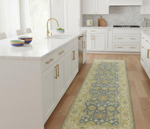 4'1 X 11'6 Gray & Beige Hand Knotted Oushak Wool Runner Rug