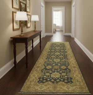 Gray Floral 4X12 Oushak Chobi Oriental Runner Rug