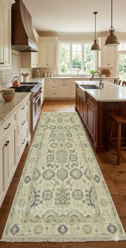 Gray Floral 6X12 Oushak Chobi Oriental Runner Rug