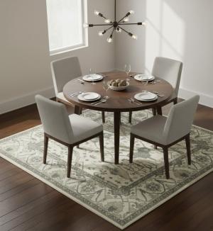 7'11 X 8'1 Hand Knotted Cream Floral Oushak Wool Square Rug