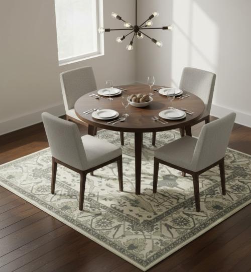 Cream Floral Square 8X8 Oushak Oriental Square Rug