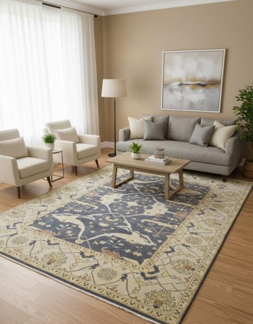 Brownish Gray Floral 10X14 Oushak Oriental Rug