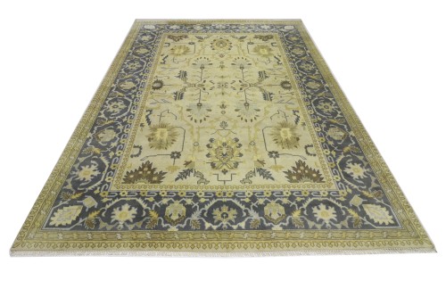 Beige Floral 10X14 Oushak Chobi Oriental Rug