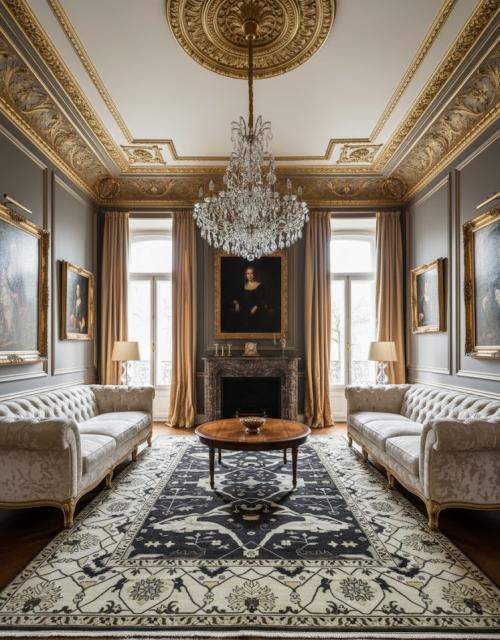 Dark Taupe Floral 10X14 Oushak Oriental Rug