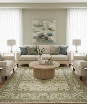 Beige Floral 12X15 Oushak Oriental Rug