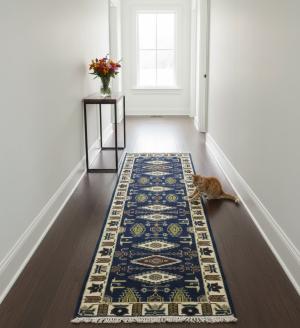 2'6 X 8'0 Hand Knotted Kazak Geometric Wool Runner Rug