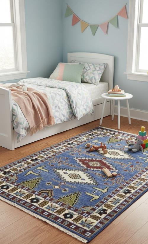 3'11 X 6'0 Hand Knotted Kazak Geometric Oriental Wool Rug