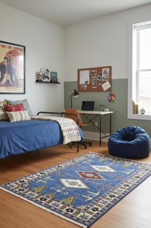 5'0 X 8'0 Hand Knotted Geometric Kazak Oriental Wool Rug