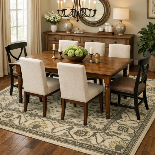 Cream Floral 9X9 Oushak Oriental Square Rug