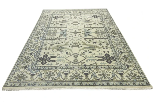 Cream Floral 9X12 Oushak Oriental Rug