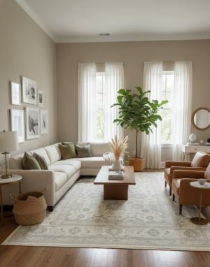 Cream Floral 12X24 Oushak Chobi Oriental Rug