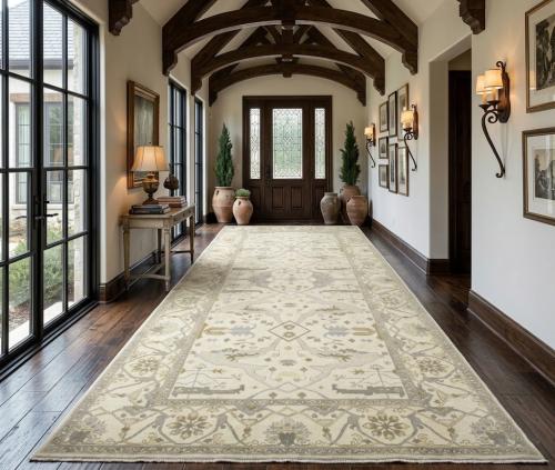 Cream Floral 10X20 Oushak Oriental Rug