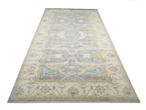 Gray Floral 10X20 Oushak Oriental Rug