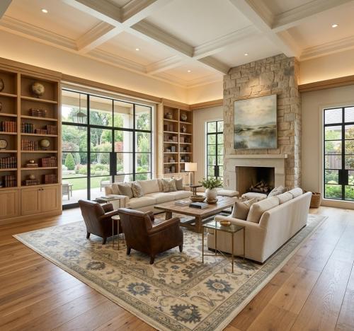 9'3 X 17'10 Hand Knotted Cream & Gray Oushak Chobi Wool Rug