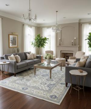 9'4 X 17'10 Muted Cream Oushak Chobi Hand Knotted Wool Rug