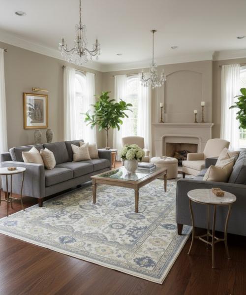 9'4 X 17'10 Muted Cream Oushak Chobi Hand Knotted Wool Rug