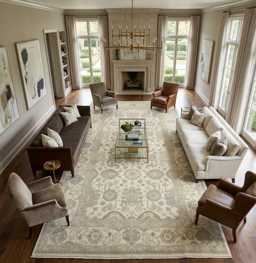 Cream Floral 8X16 Oushak Chobi Oriental  Rug