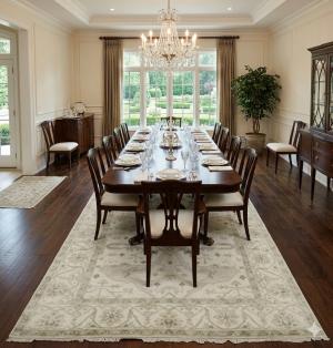 8'1 X 16'2 Oushak Cream Floral Hand Knotted Oriental Wool Rug