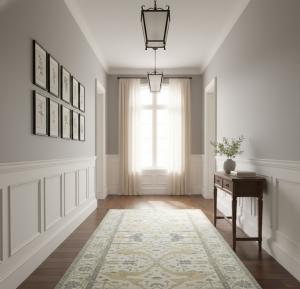 8'3 X 15'11 Cream Oushak Floral Hand Knotted Wool Rug