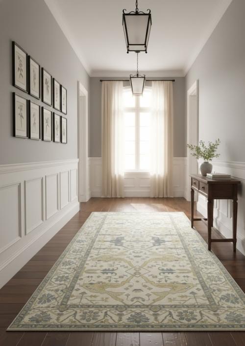 8'0 X 15'10 Hand Knotted Floral Oushak Oriental Wool Rug