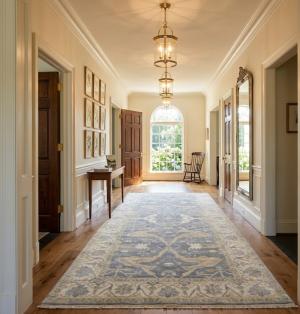 8'1 X 15'9 Floral Gray Hand Knotted Oushak Oriental Wool Rug