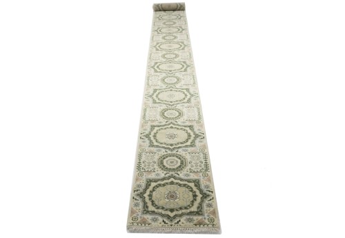 Cream Floral 3X25 Heriz Serapi Oriental Runner Rug
