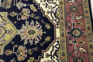 Purple-navy Traditional 9X12 Heriz Serapi Oriental Rug