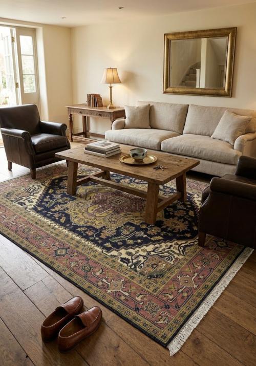 Purple-navy Traditional 9X12 Heriz Serapi Oriental Rug