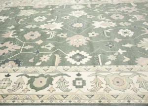 Muted Cream Floral Transitional 12X18 Oushak Chobi Oriental Rug