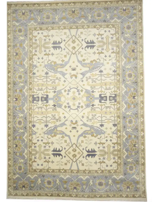 Ivory Floral Traditional 12x18 Oushak Oriental Rug