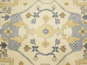 Ivory Floral Traditional 12x18 Oushak Oriental Rug