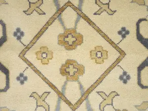 Ivory Floral Traditional 12x18 Oushak Oriental Rug