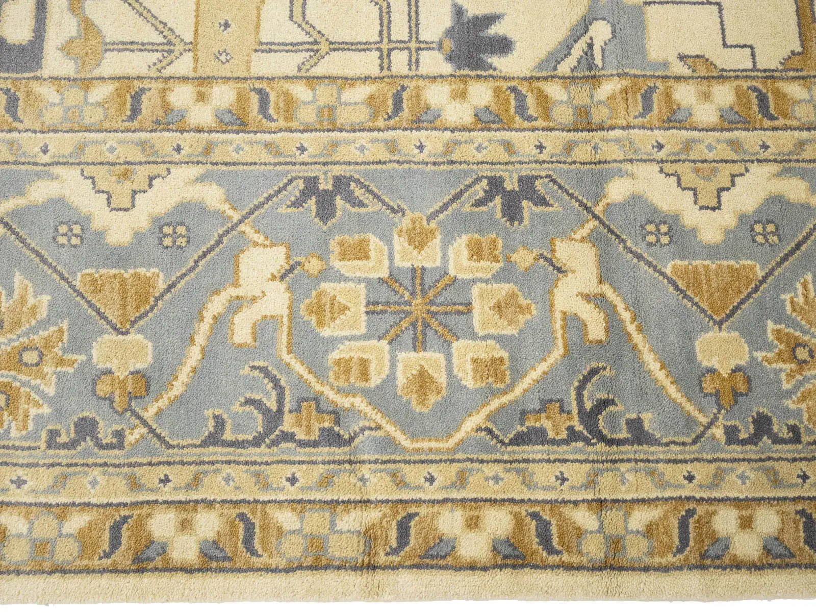 Ivory Floral Traditional 12x18 Oushak Oriental Rug