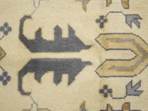 Ivory Floral Traditional 12x18 Oushak Oriental Rug