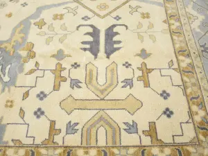 Ivory Floral Traditional 12x18 Oushak Oriental Rug