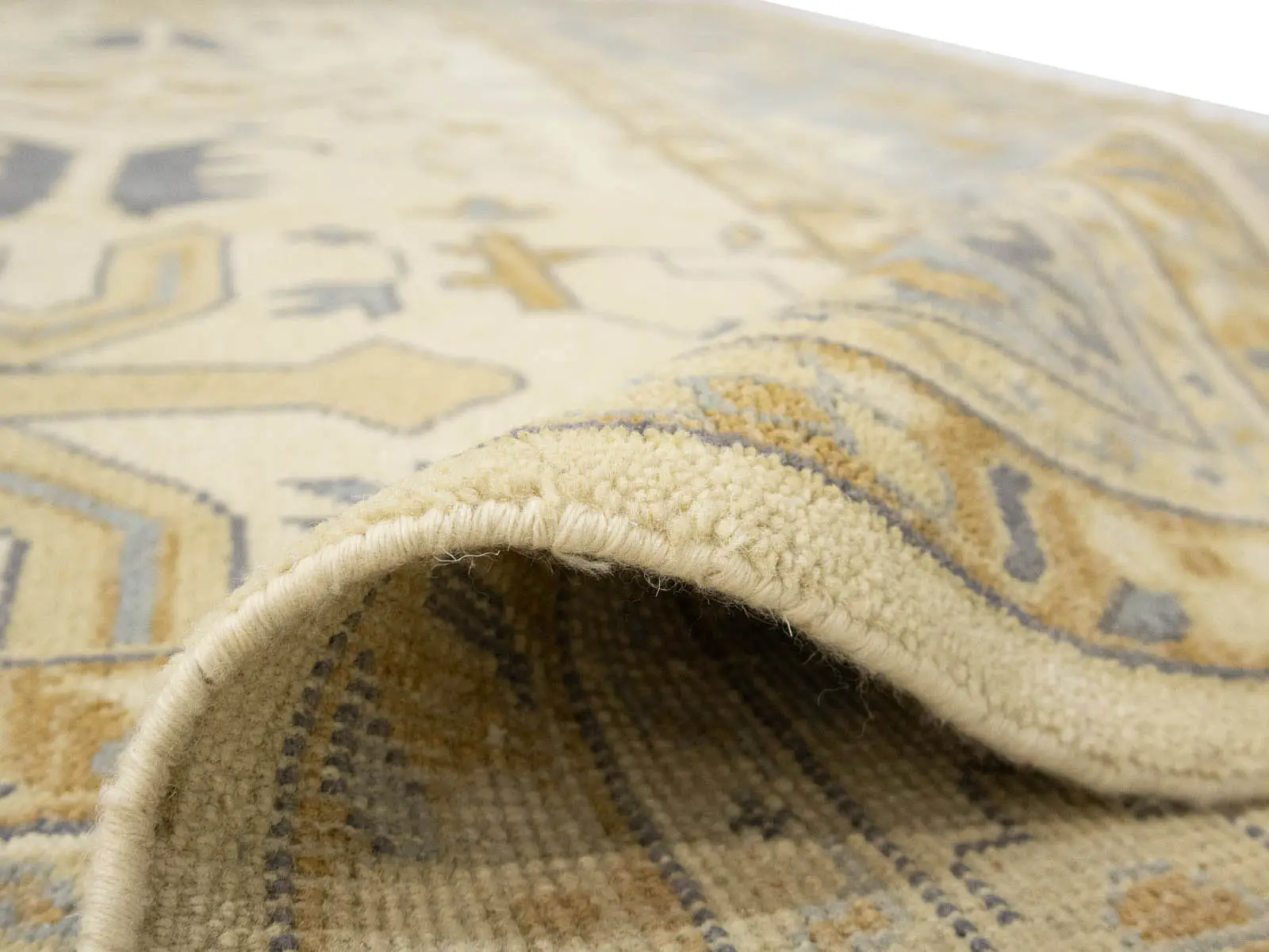 Ivory Floral Traditional 12x18 Oushak Oriental Rug