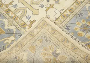 Ivory Floral Traditional 12x18 Oushak Oriental Rug