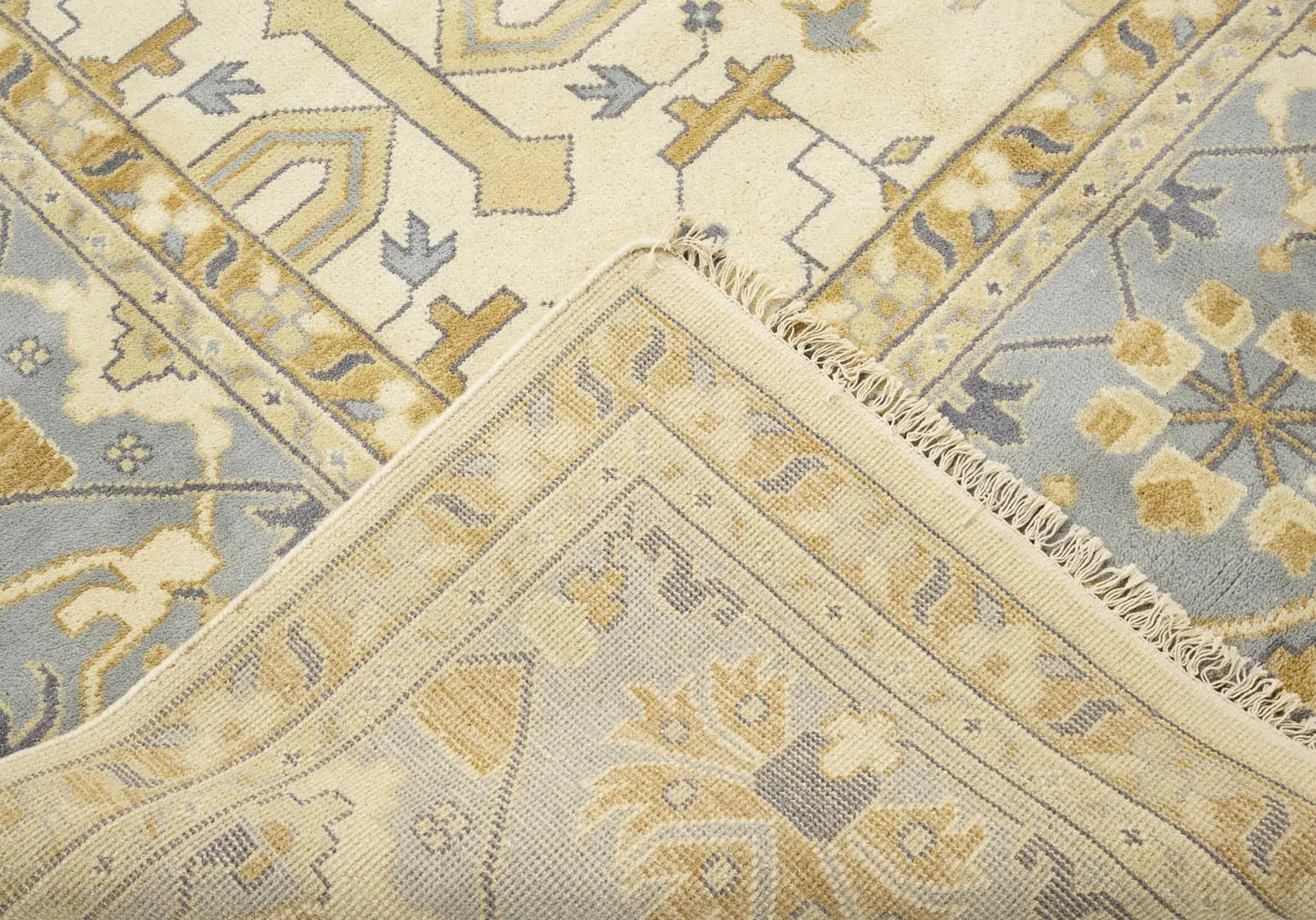 Ivory Floral Traditional 12x18 Oushak Oriental Rug