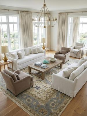 Ivory Floral Traditional 12x18 Oushak Oriental Rug